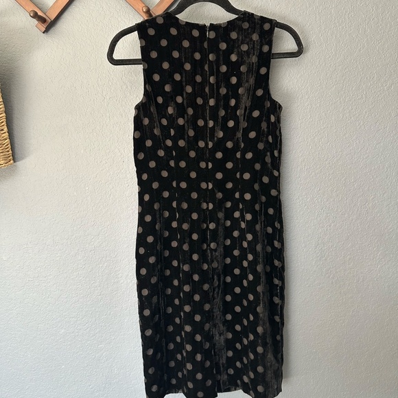 Elagant Ann Taylor Velvet Black Polka Dot Burnout Mini Dress Size 00 Small - Picture 2 of 8
